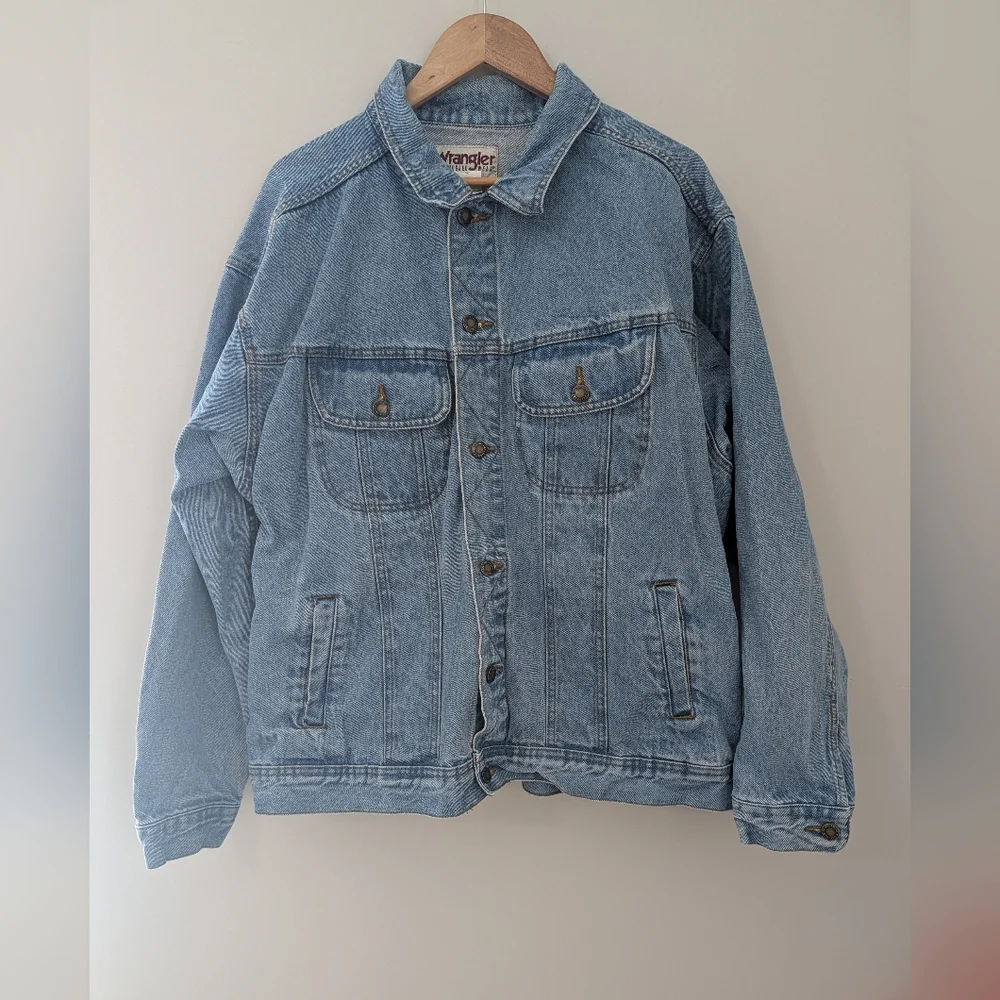 Wrangler Rugged Wear Men's XXL 2XL Indigo Denim Trucker Jacket